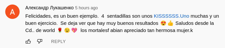 spanish spam comment by a cyrillic account